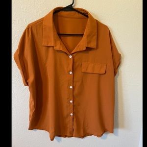 Birnt orange button up. T-shirt